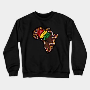 Africa Map, African Woman, Rasta Colors Crewneck Sweatshirt